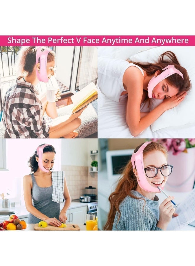 قناع سيليكون على شكل حرف V لشد الوجه  ضمادة تنحيف الوجه للذقن والخدين  مزيل الذقن المزدوجة للنساء والرجال  حزام شد البشرة لرفع الوجه، قطعة واحدة - Image 2